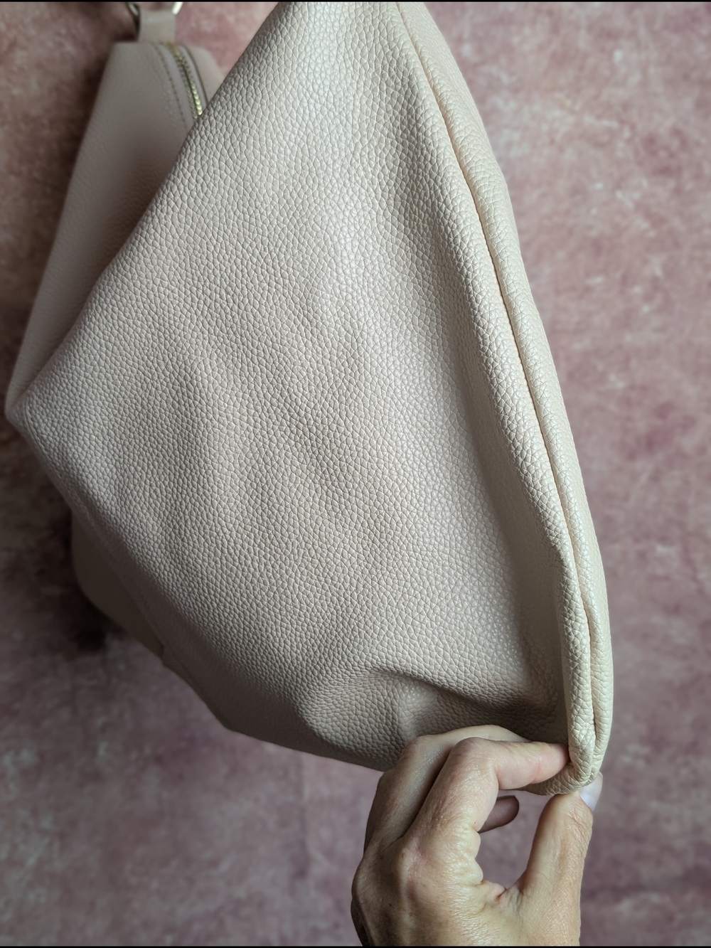 LAGGO Joyce Blush Pebbled Leather Hobo Shoulder Crossbody Bag Studded - Picture 8 of 17